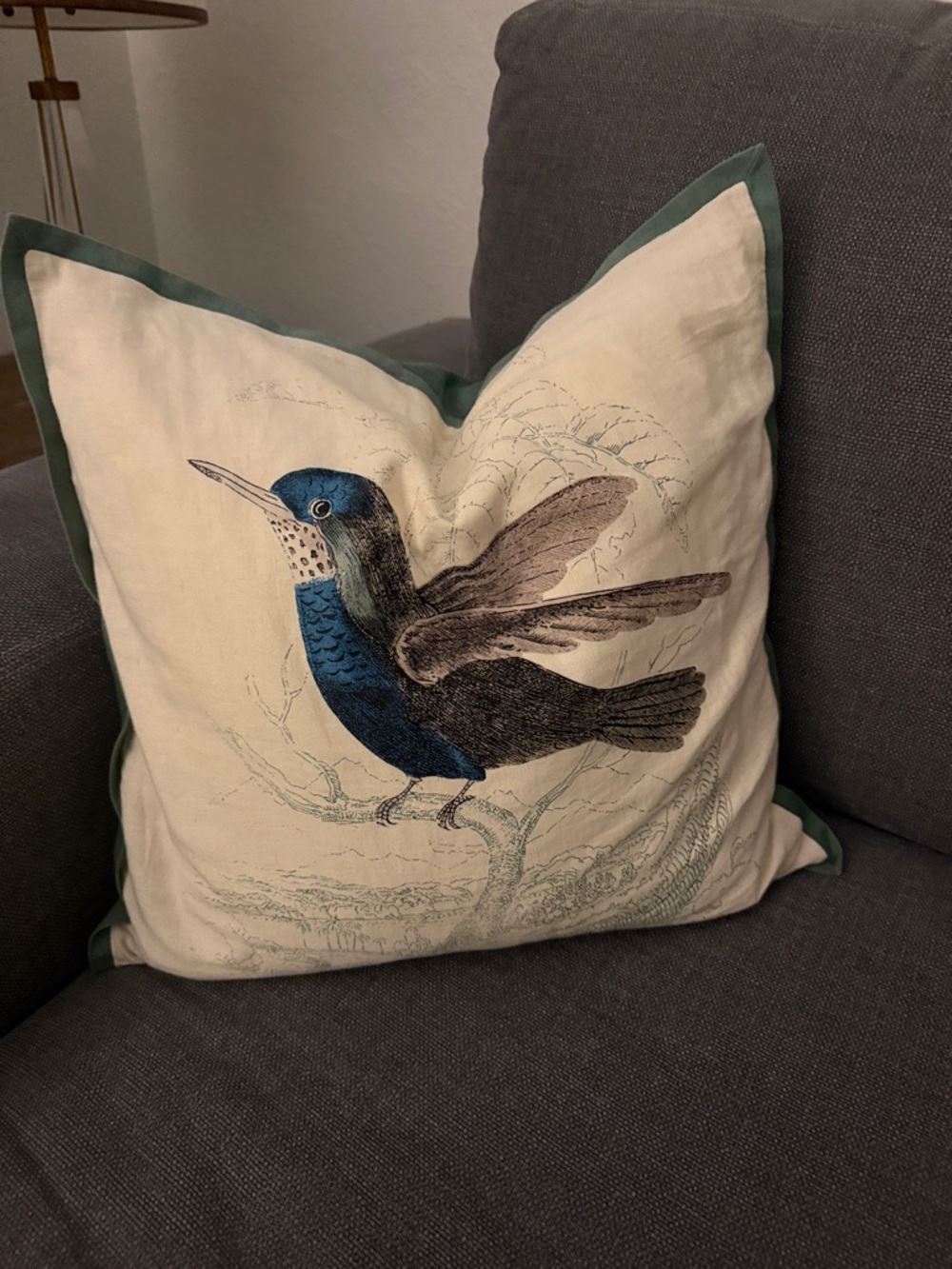 Pottery Barn Cotton Linen Bird Throw Pillowcase